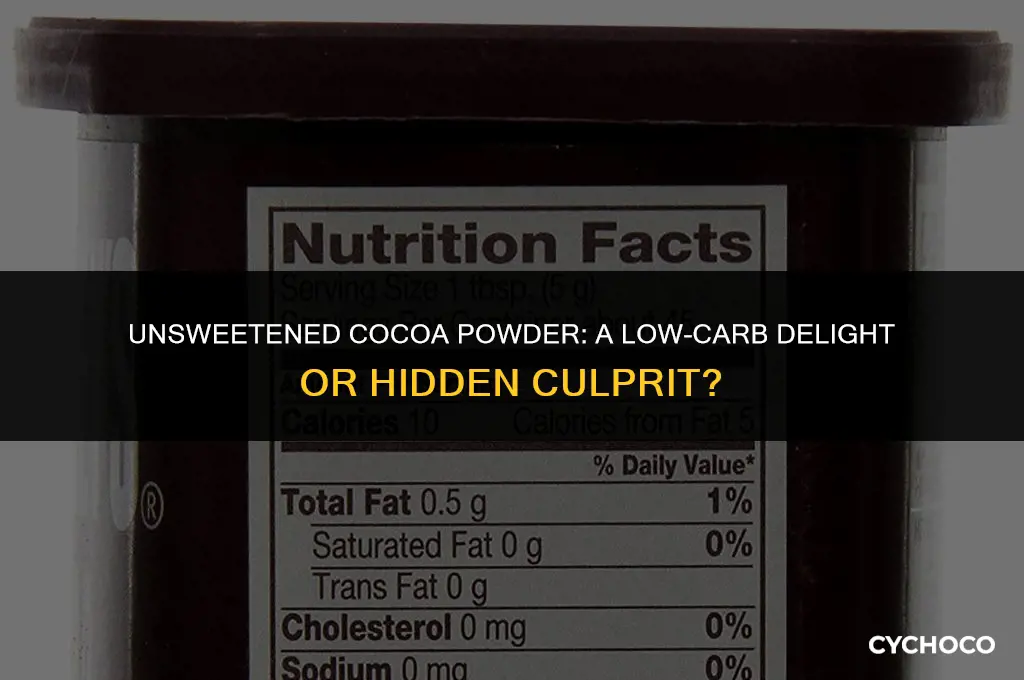 are there carbs in unsweetened cocoa powder
