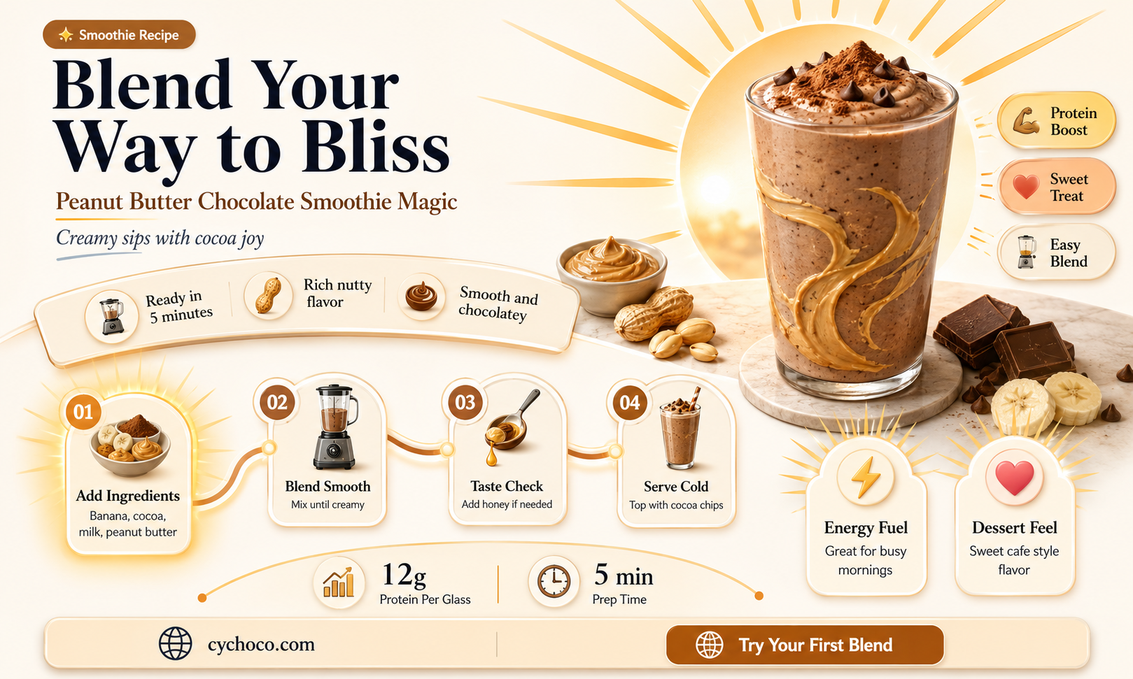 how to make a peanut butter and chocolate smoothie