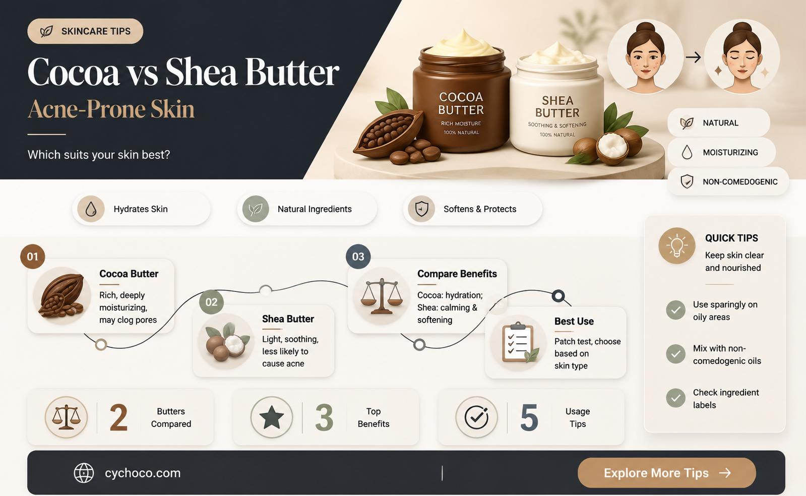 does cocoa butter or shea butter acne