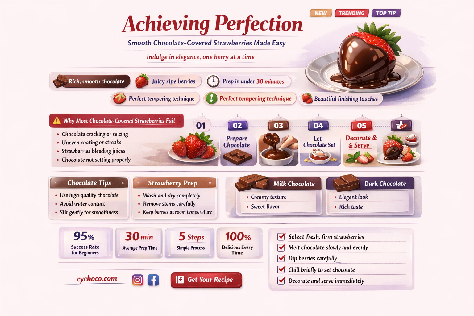 how to get smooth chocolate covered strawberries
