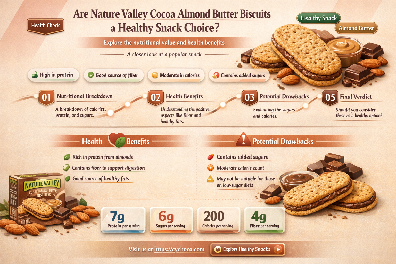 are nature valley cocoa almond butter biscuits healthy