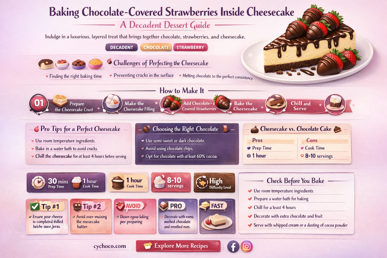 how to bake chocolate covered strawberries inside cheesecake
