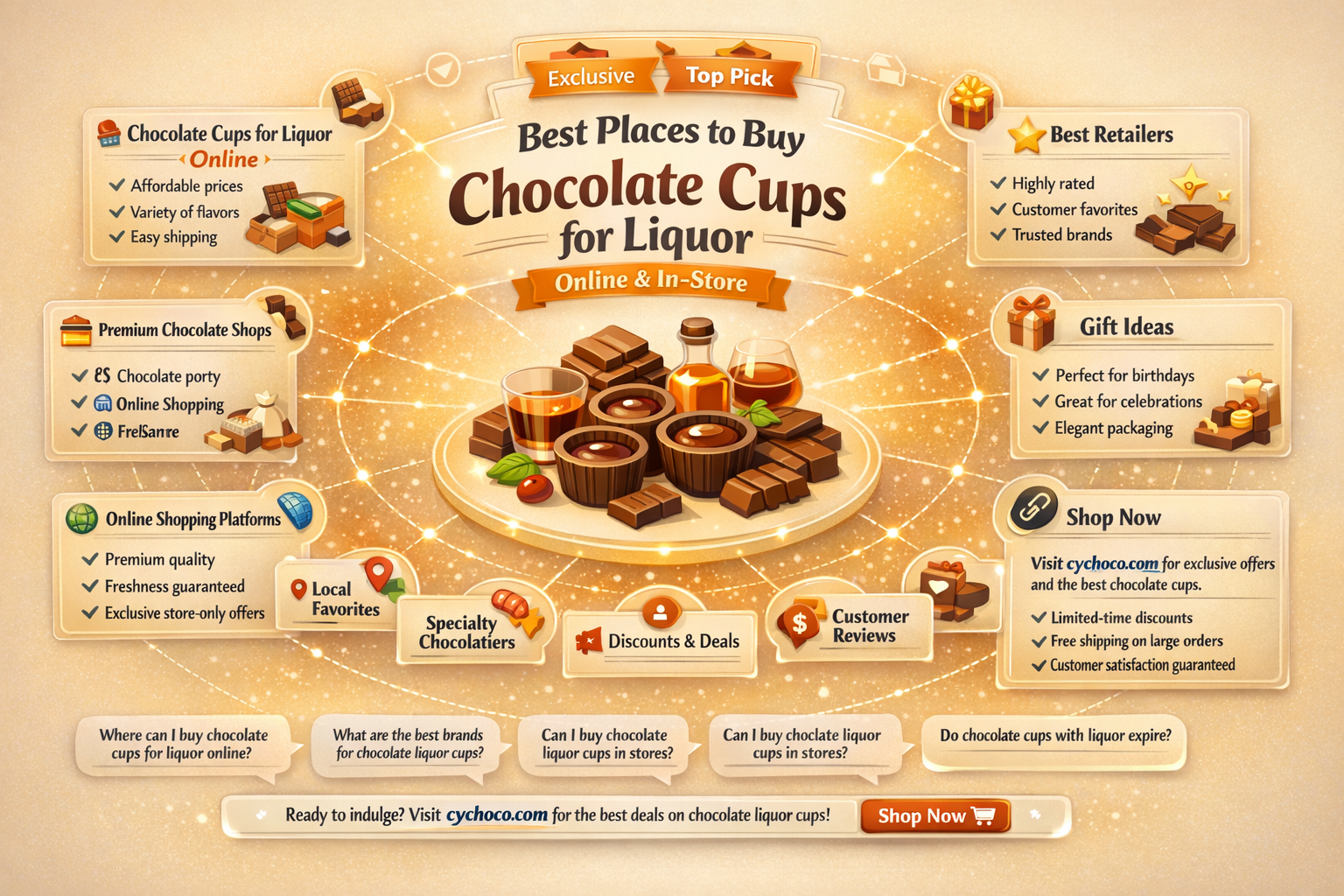 where to buy chocolate cups for liquor