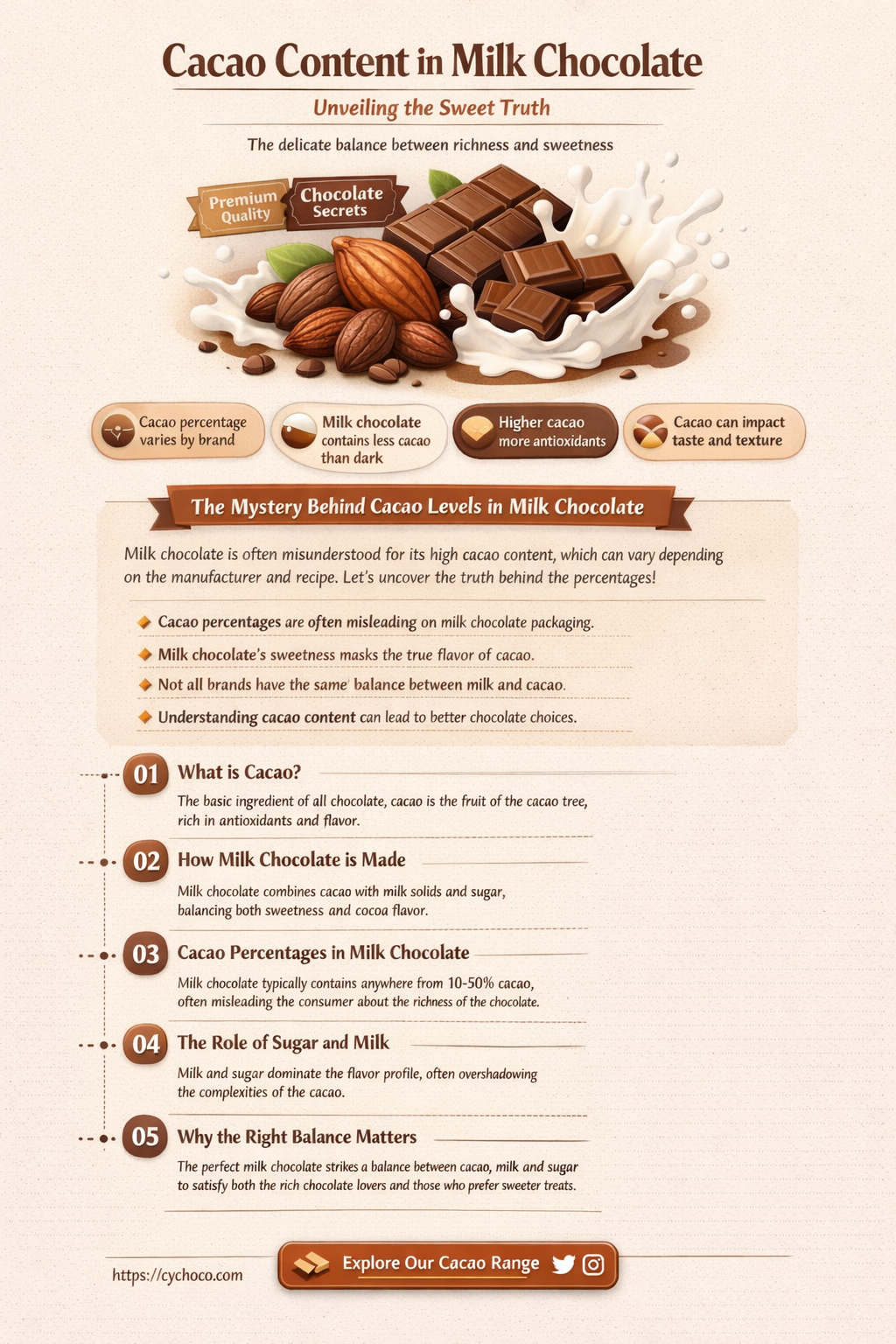 how much cacao in milk chocolate