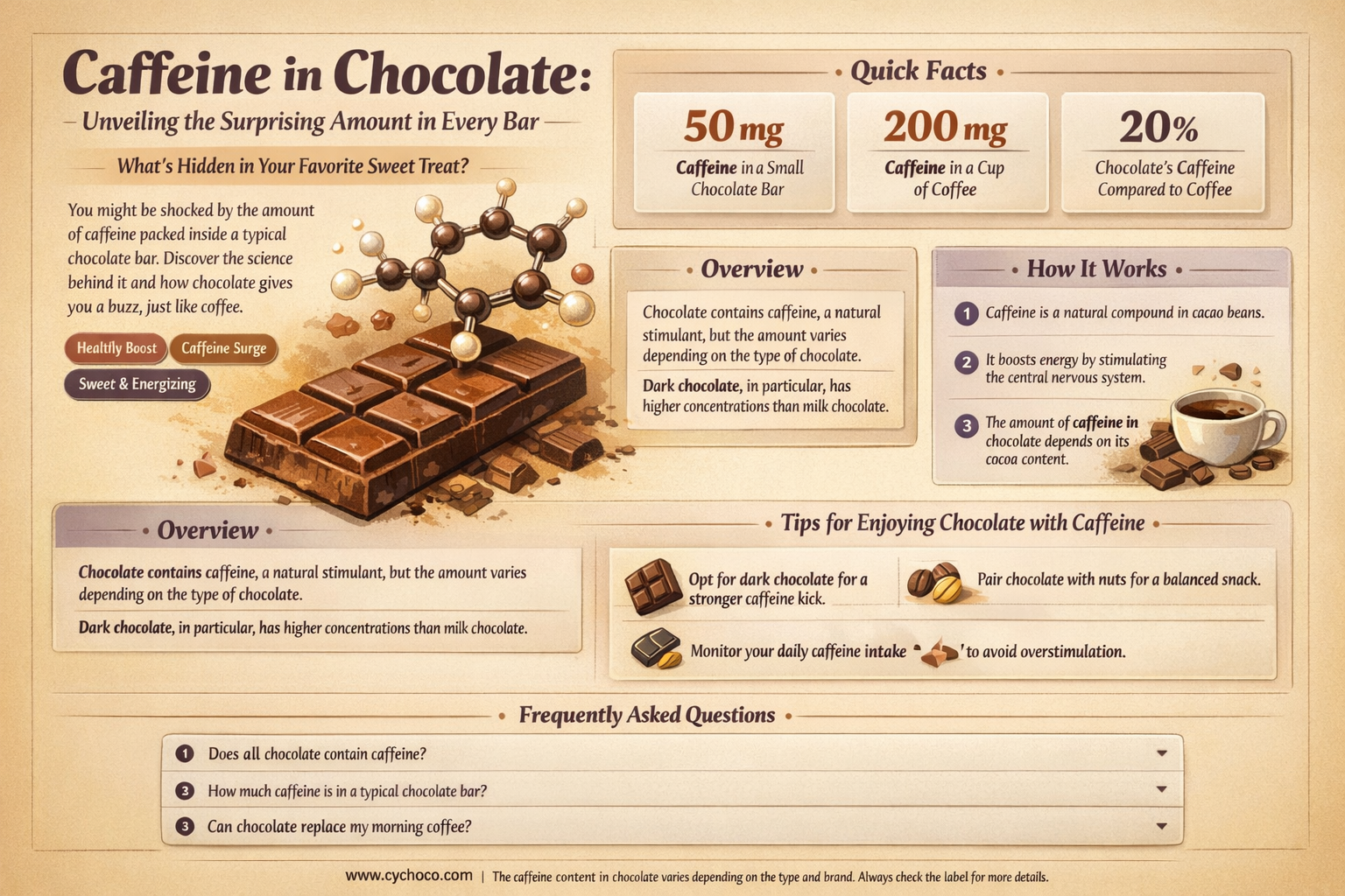 how much caffeine in a bar of chocolate