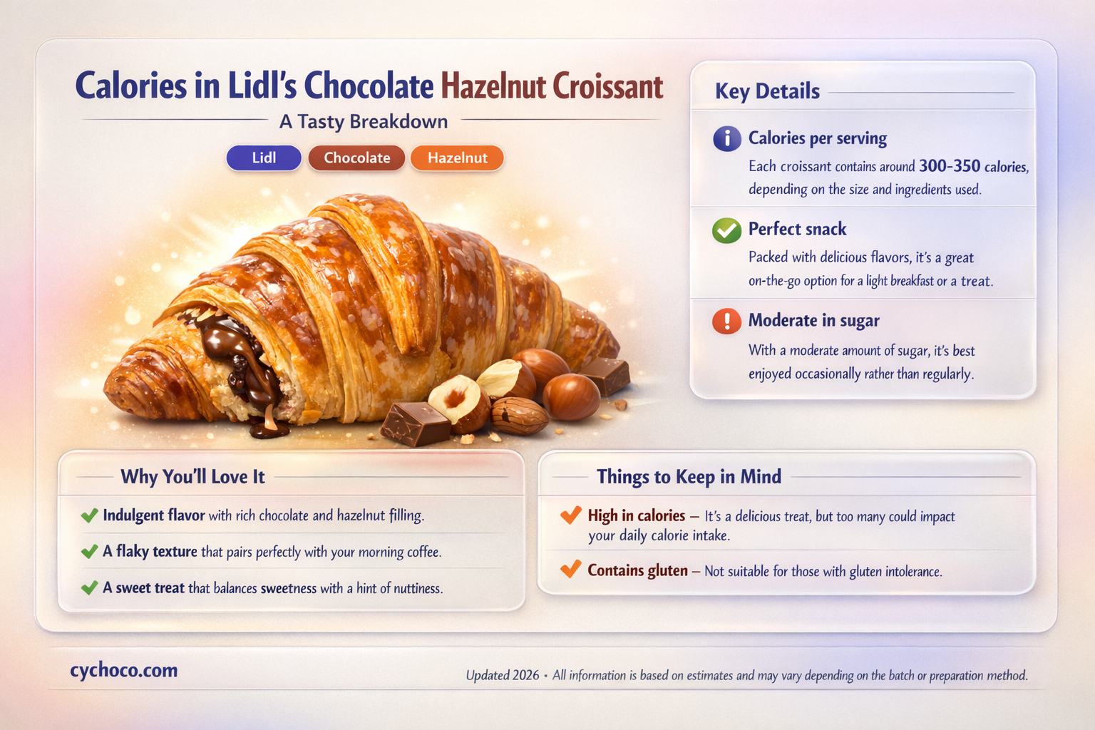 how many calories in a lidl chocolate hazelnut croissant