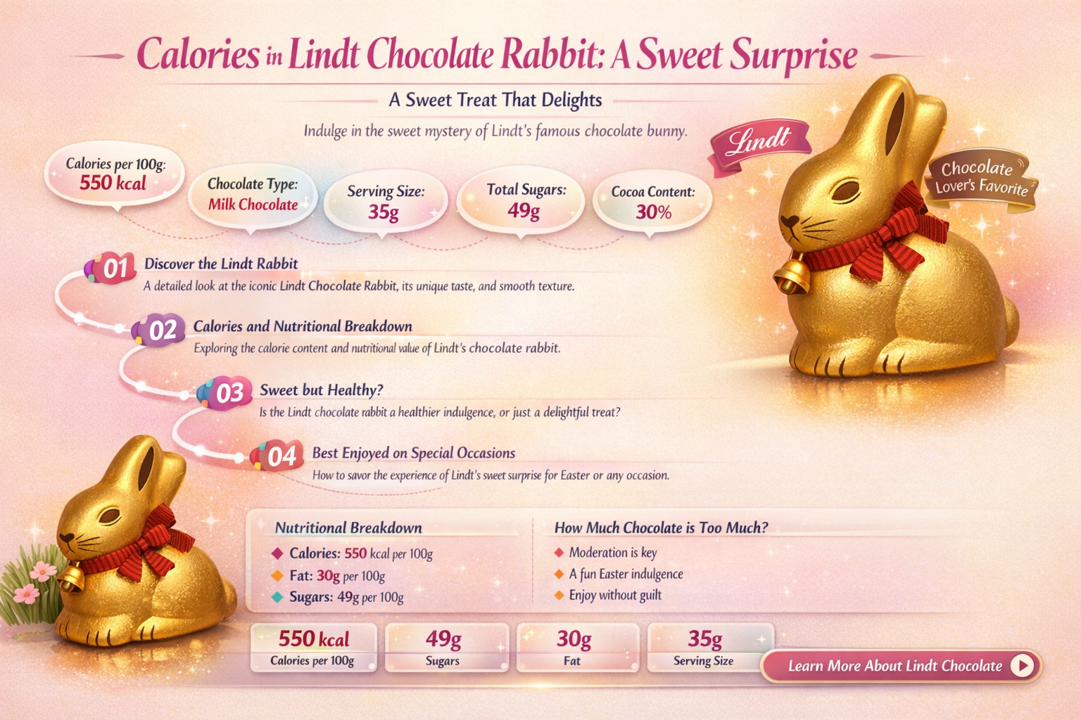 how many calories in a lindt chocolate rabbit