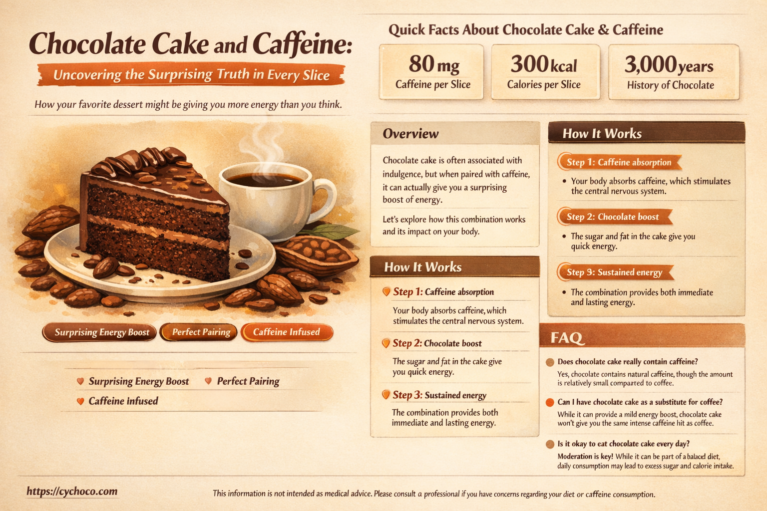 does chocolate cake have caffeine