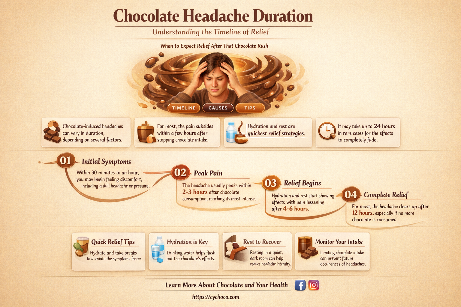 how long does a chocolate headache last