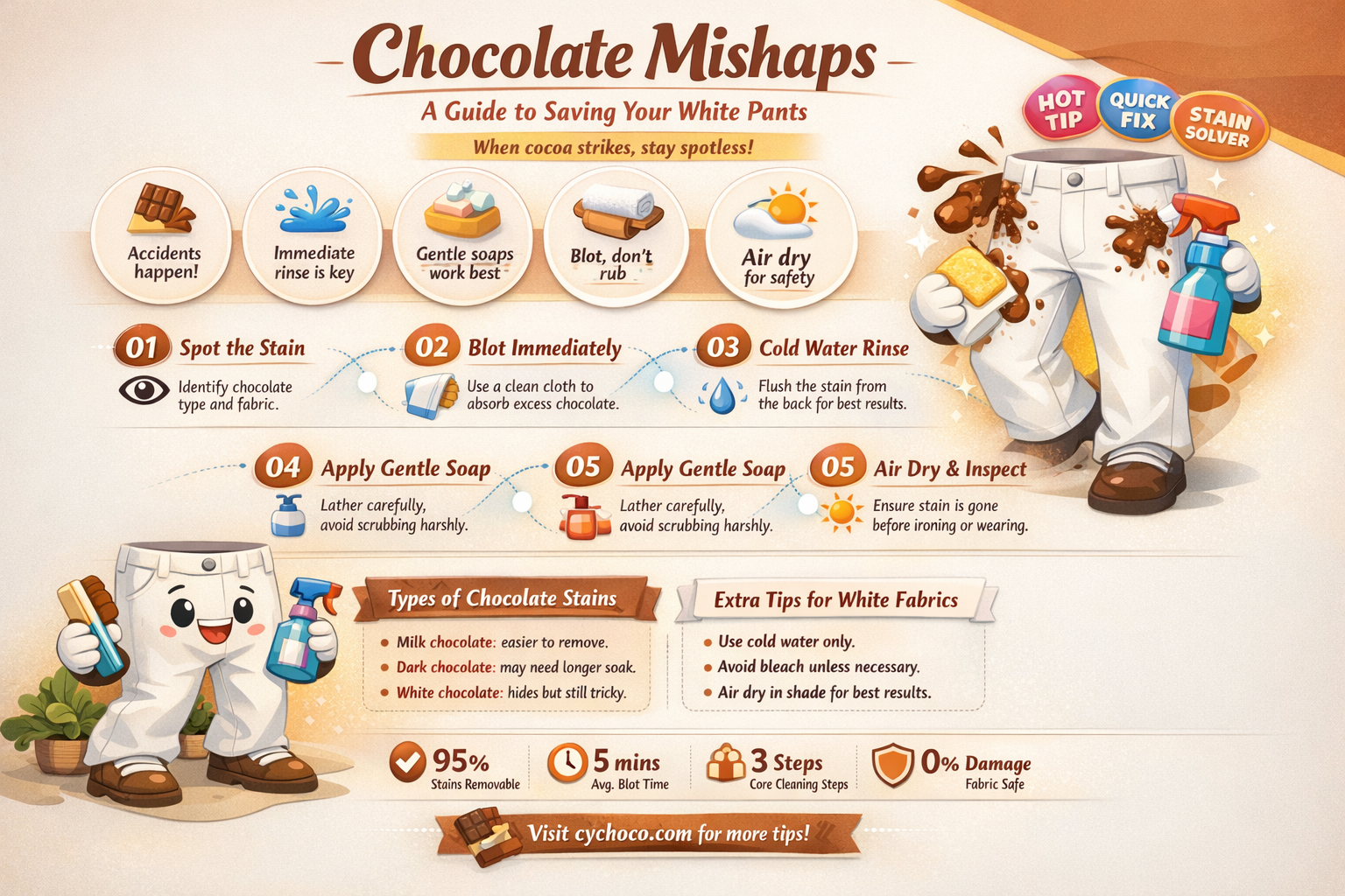 how to get chocolate out of white pants
