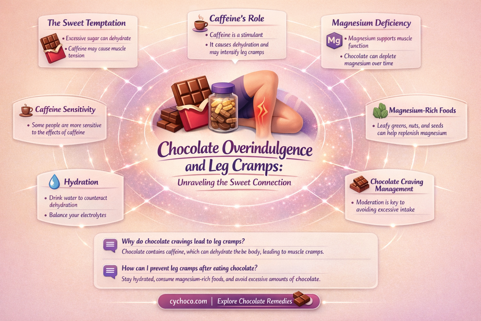 can eating too much chocolate cause leg cramps