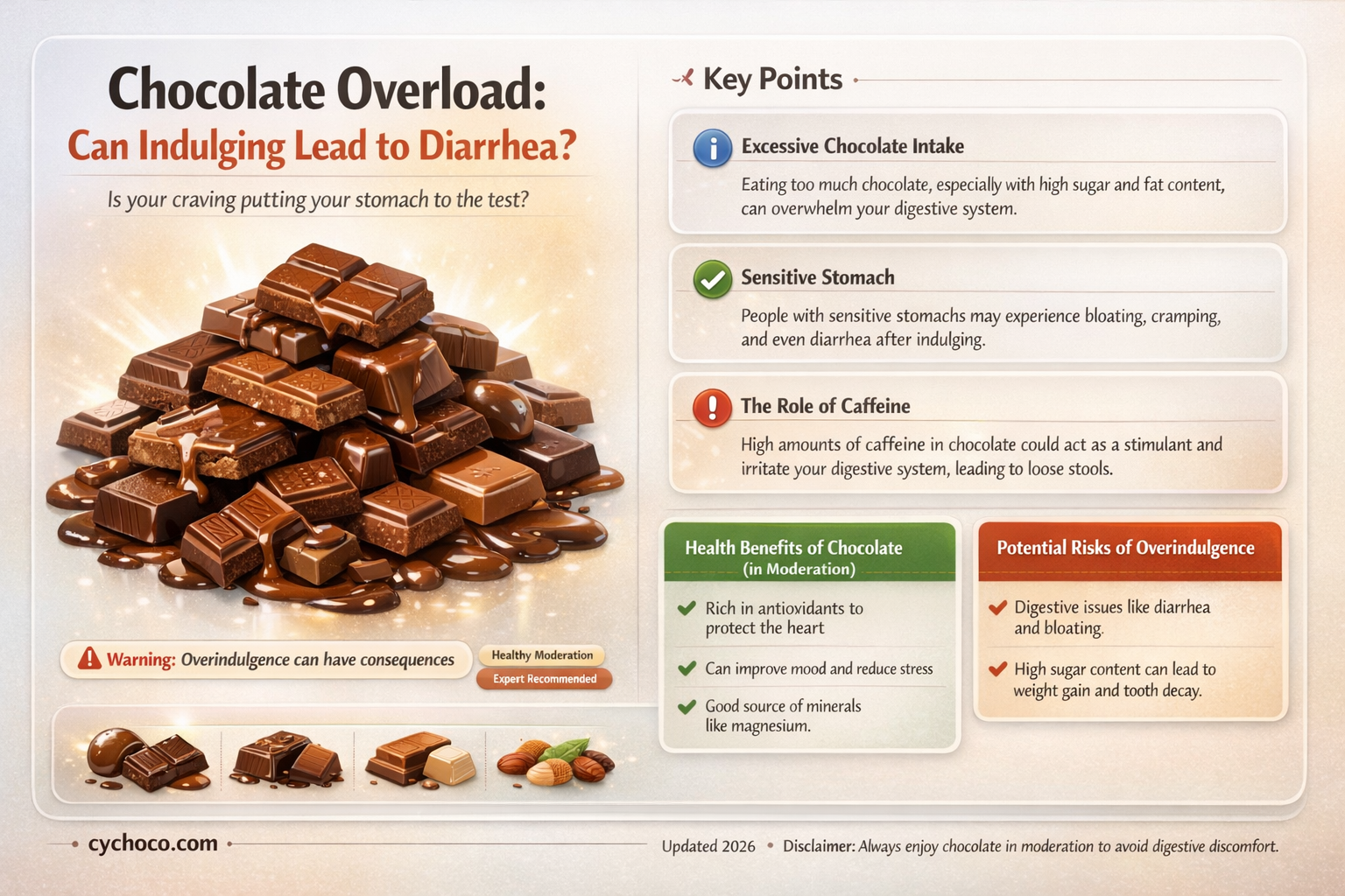 can eating lots of chocolate cause diarrhea