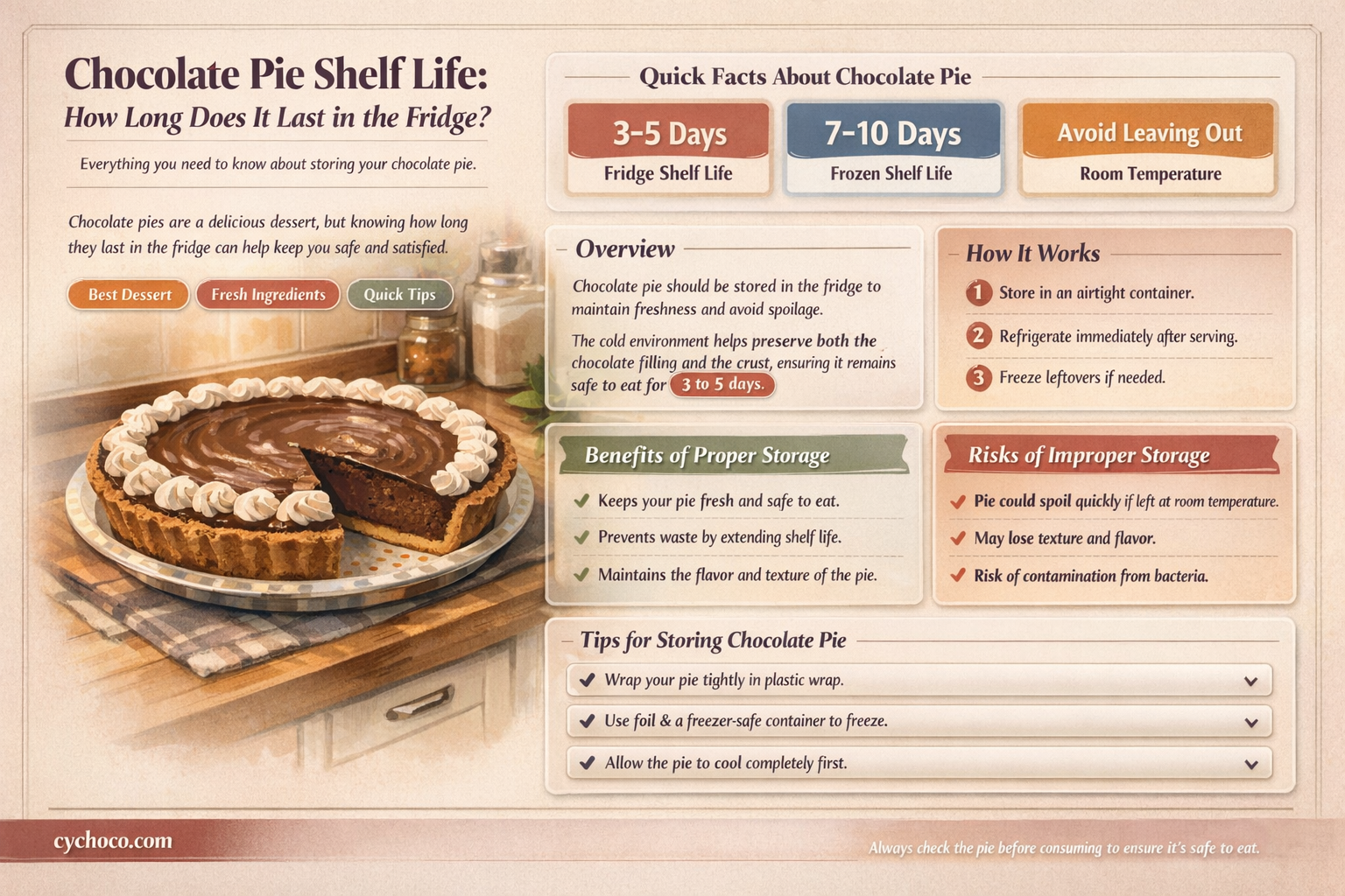 how long does chocolate pie last in the fridge
