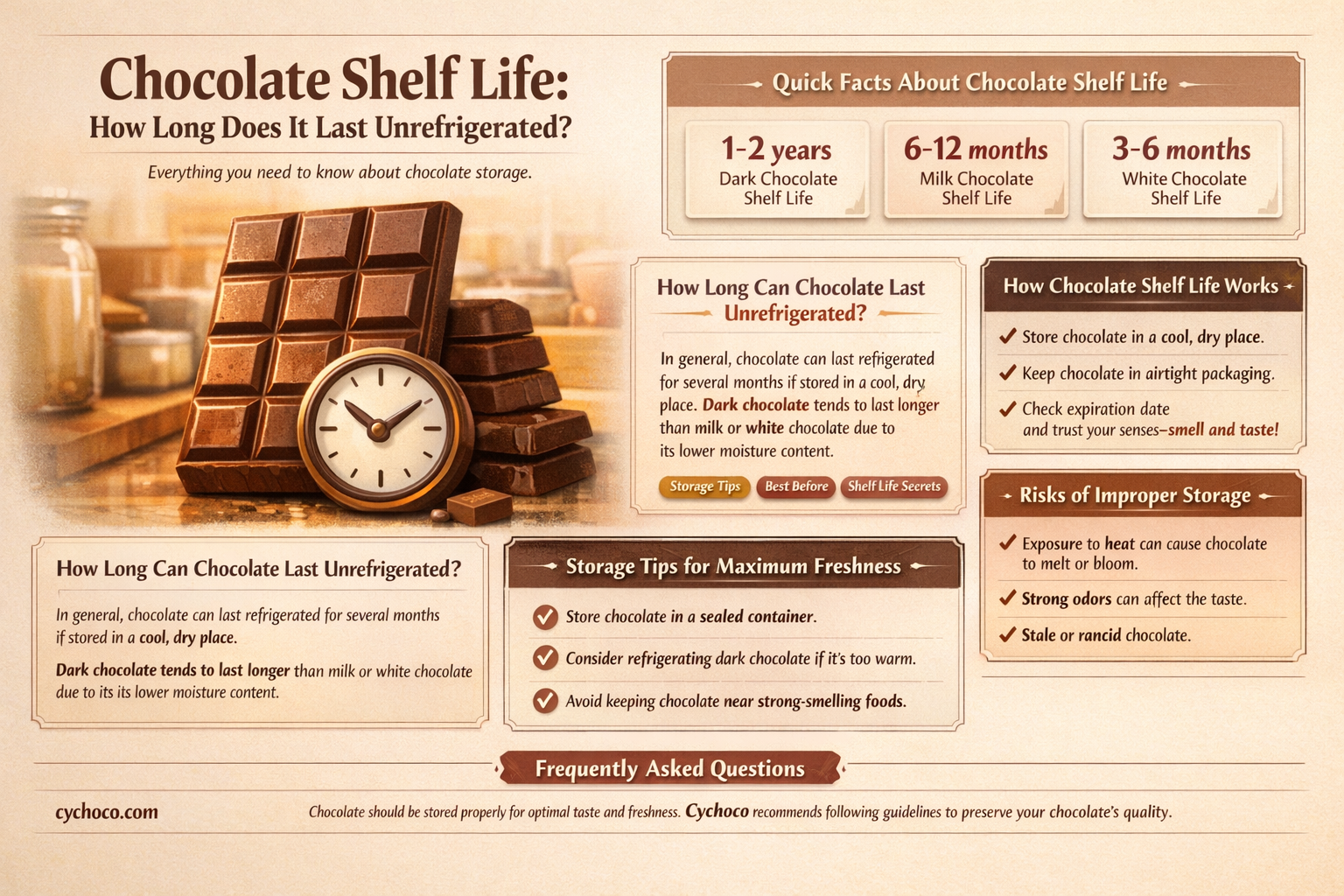 how long does chocolate last unrefrigerated