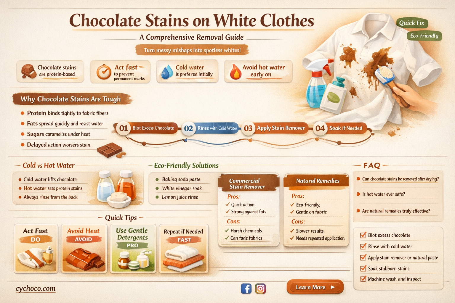 how to get chocolate out of white clothes
