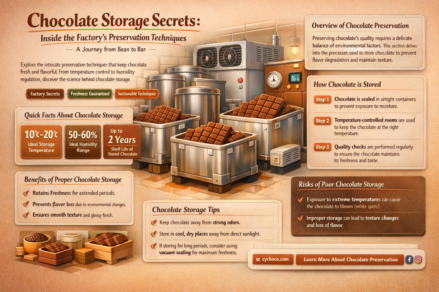 what is chocolate stored in at a chocolate factory