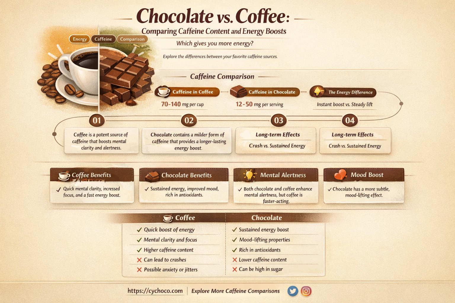 how much caffeine in chocolate vs coffee