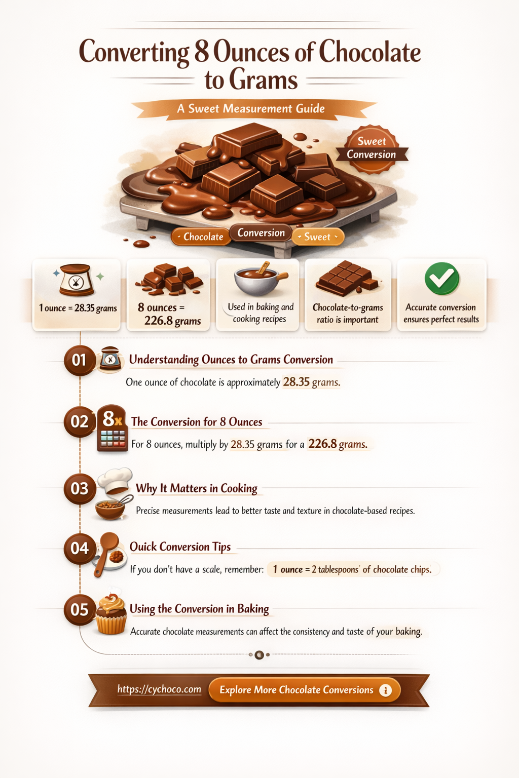 how many grams in 8 oz chocolate