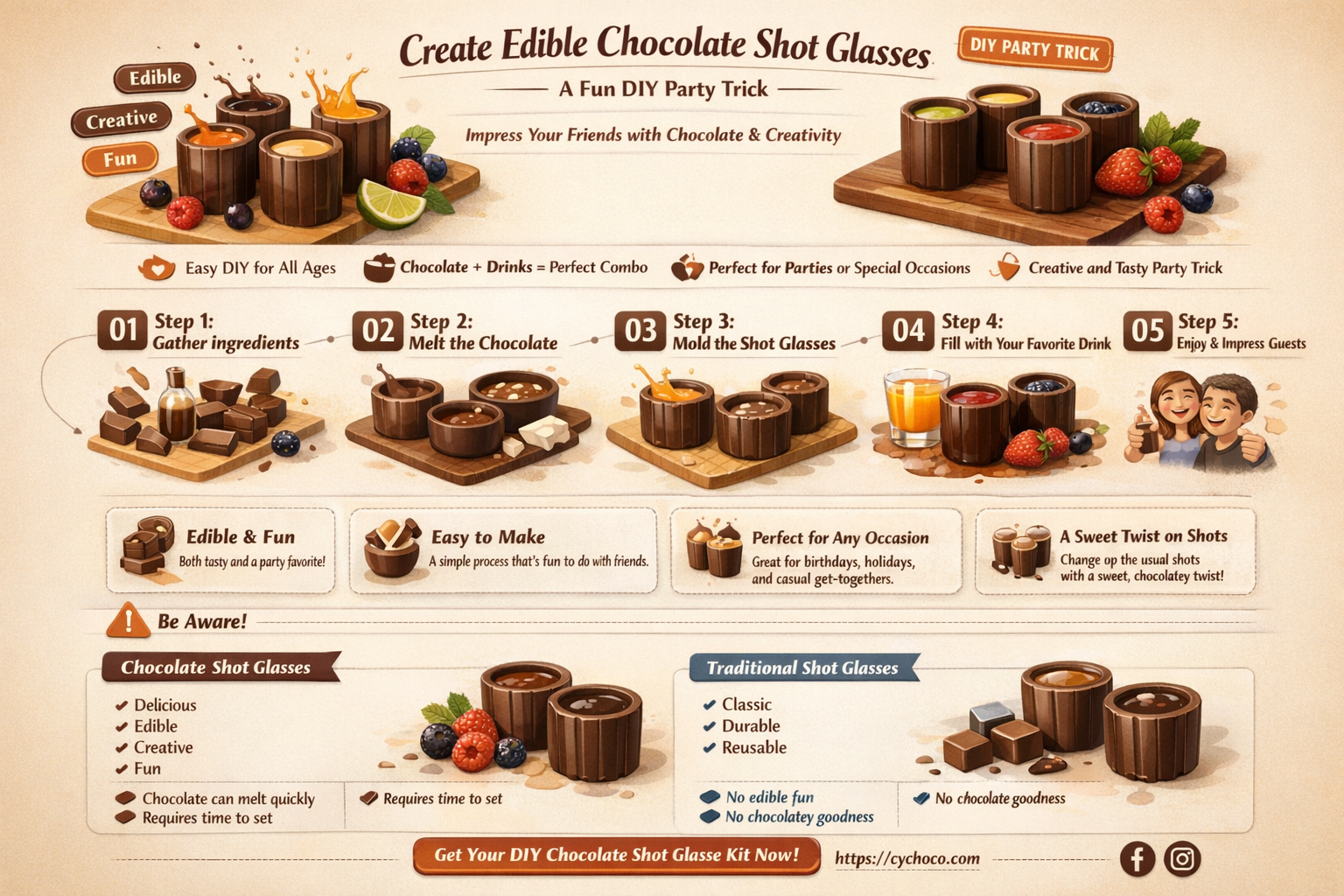 how to make chocolate shot glasses