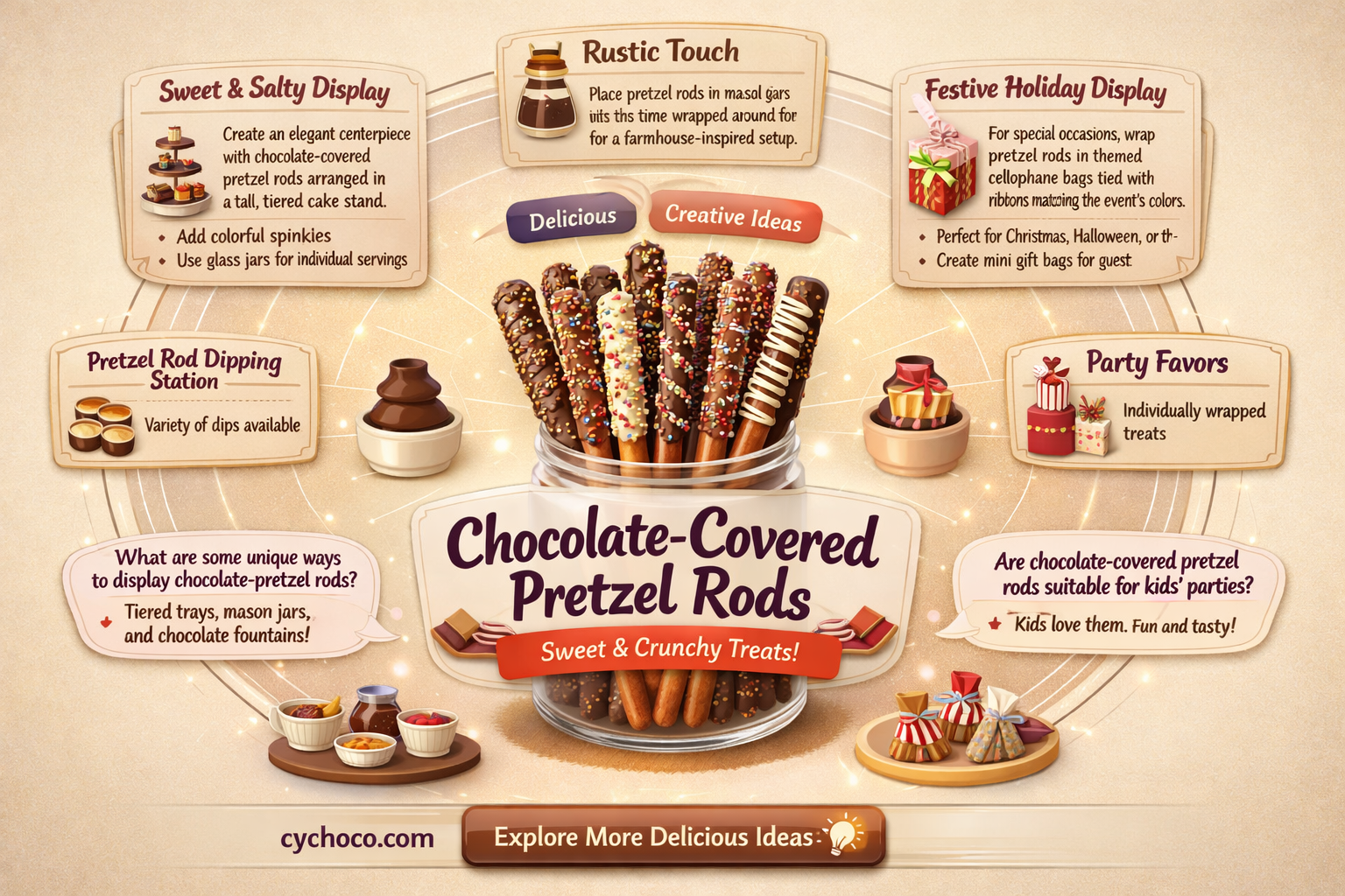 how t display chocolate covered pretzel rods