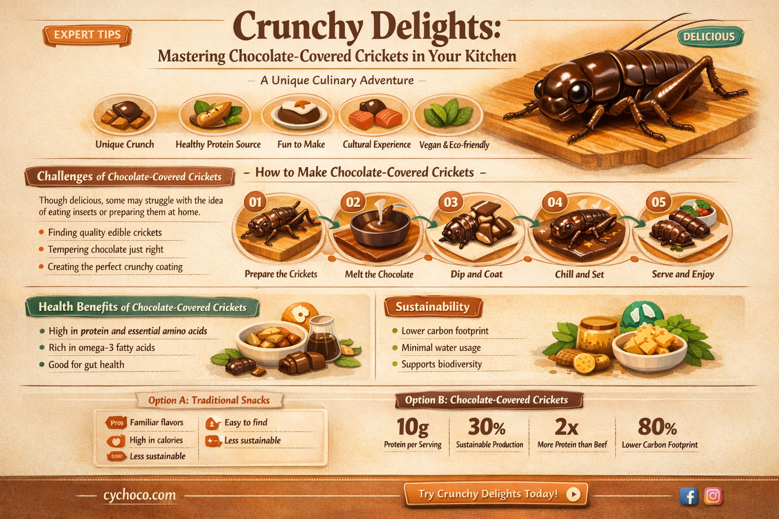 how to cook chocolate covered crickets