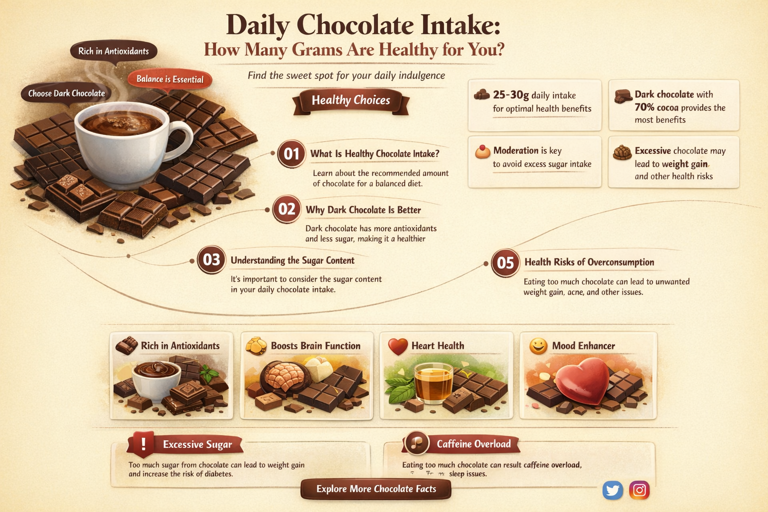 how many grams chocolate per day
