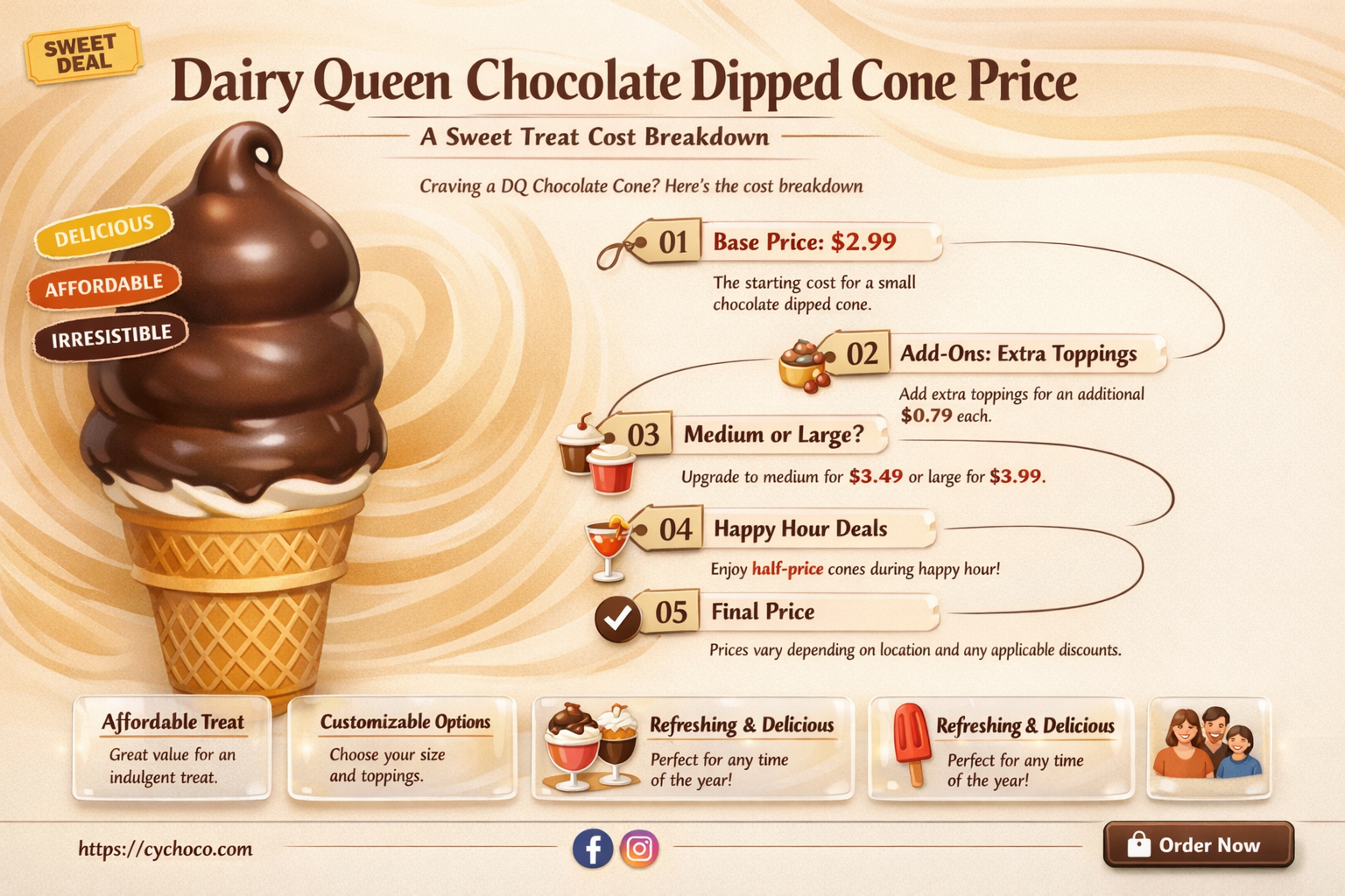 how much is a chocolate dipped cone at dairy queen