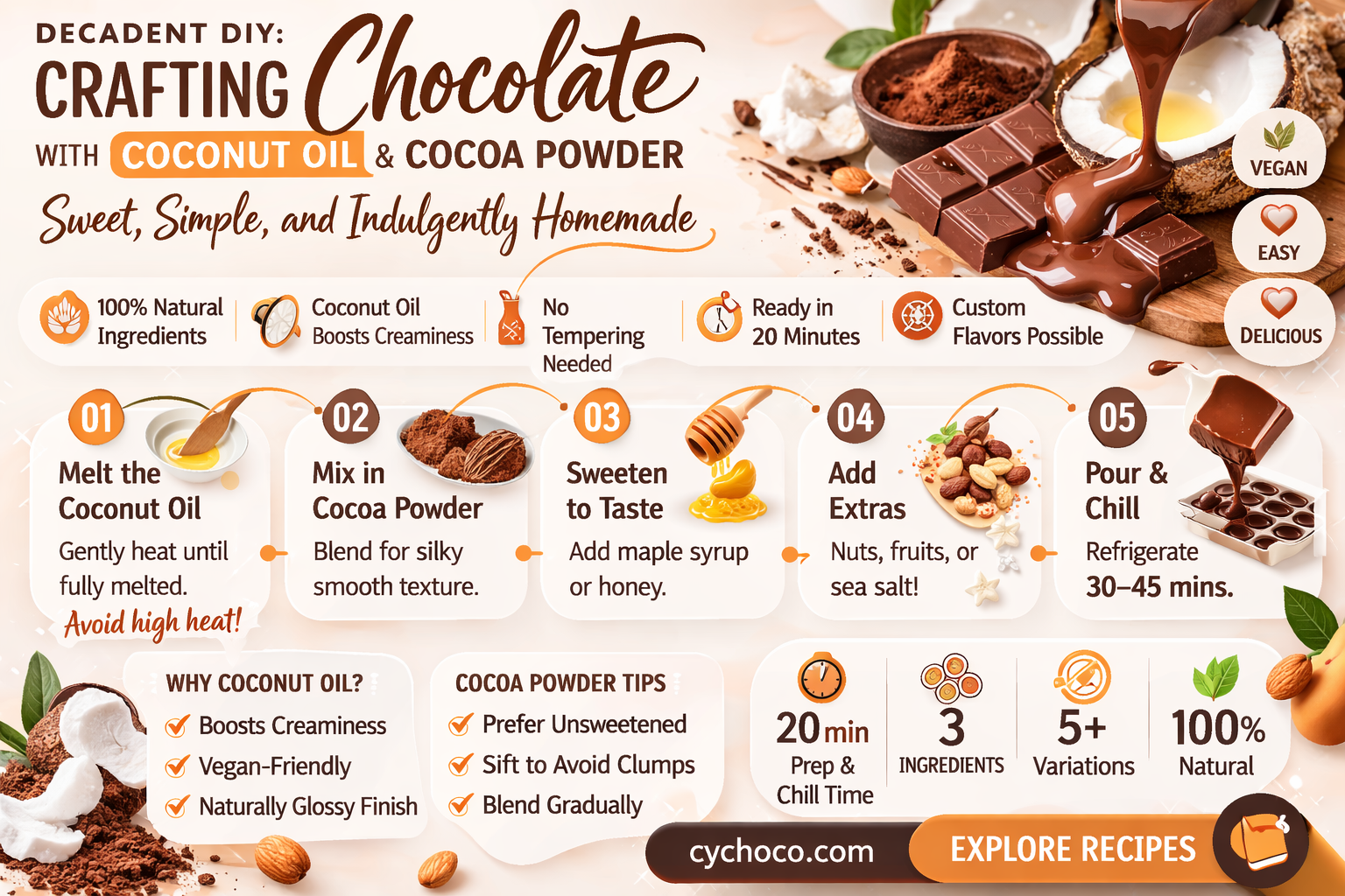 how to make chocolate with coconut oil and cocoa powder