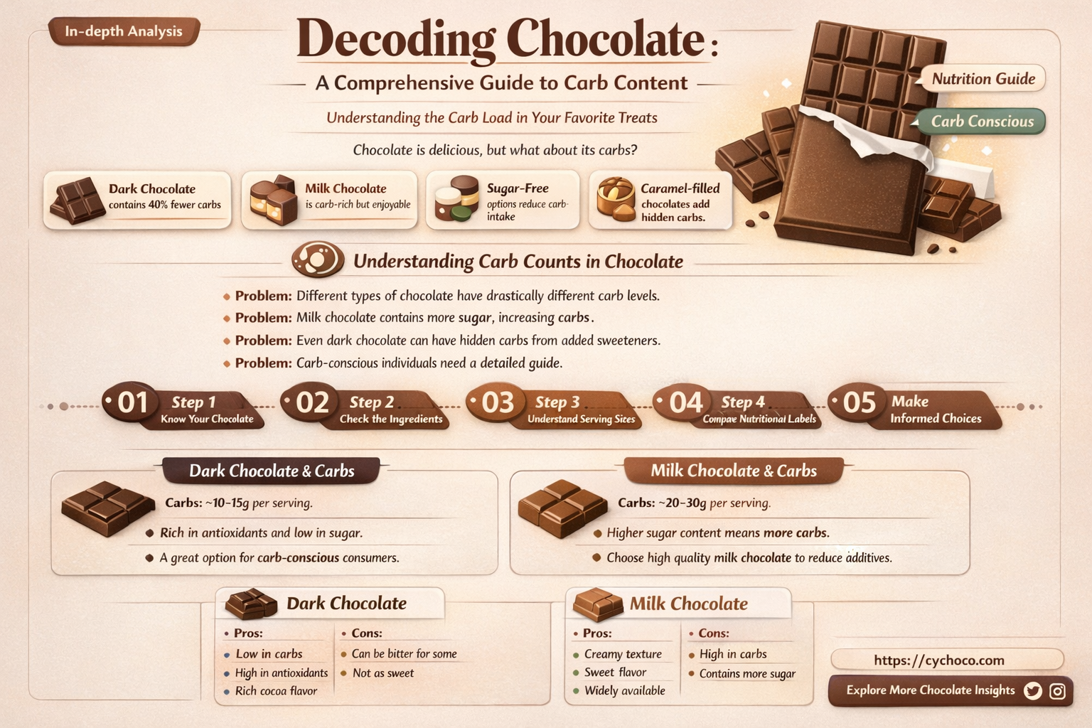 how many grams of carbs in chocolate