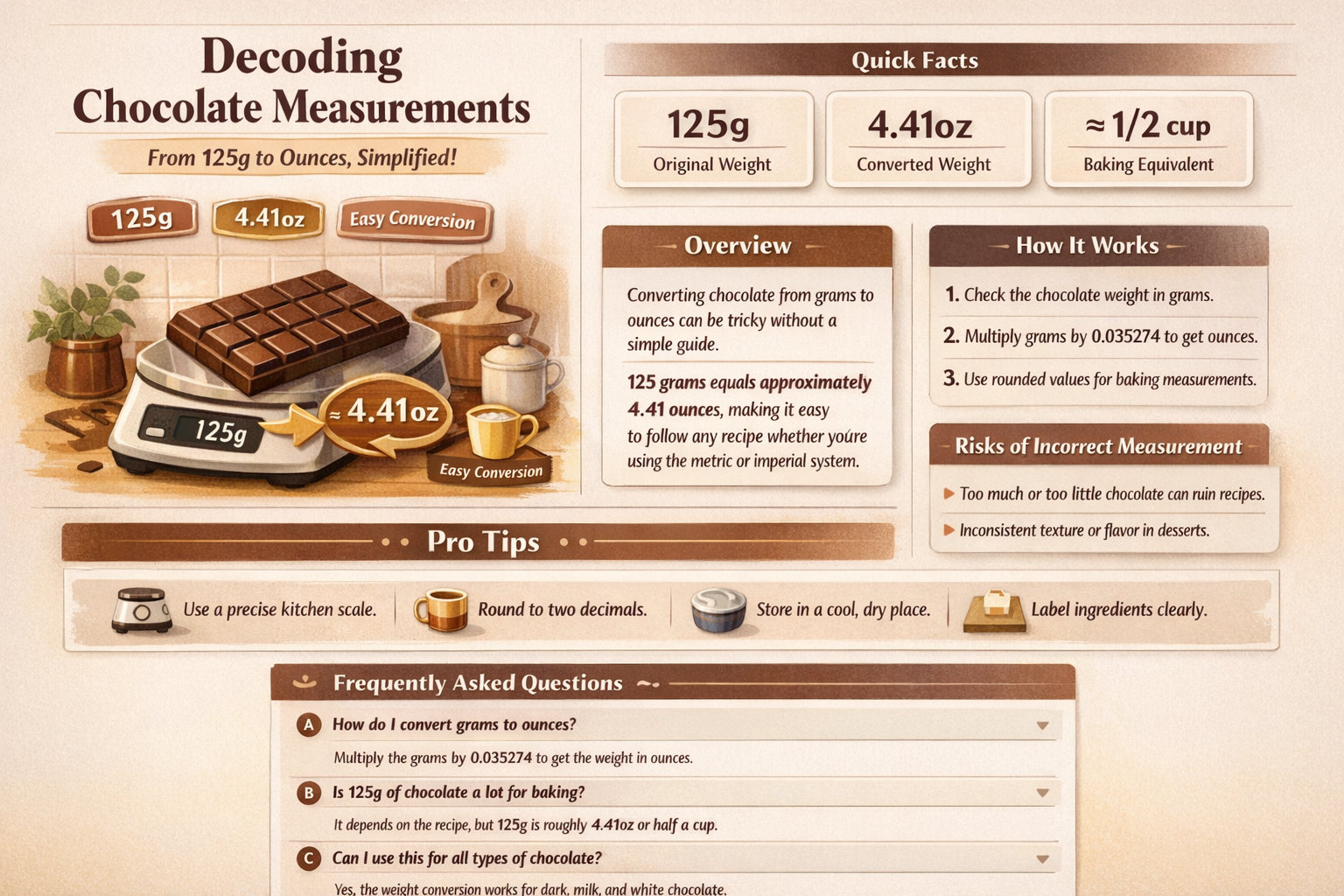 how many ounces is 125g of chocolate