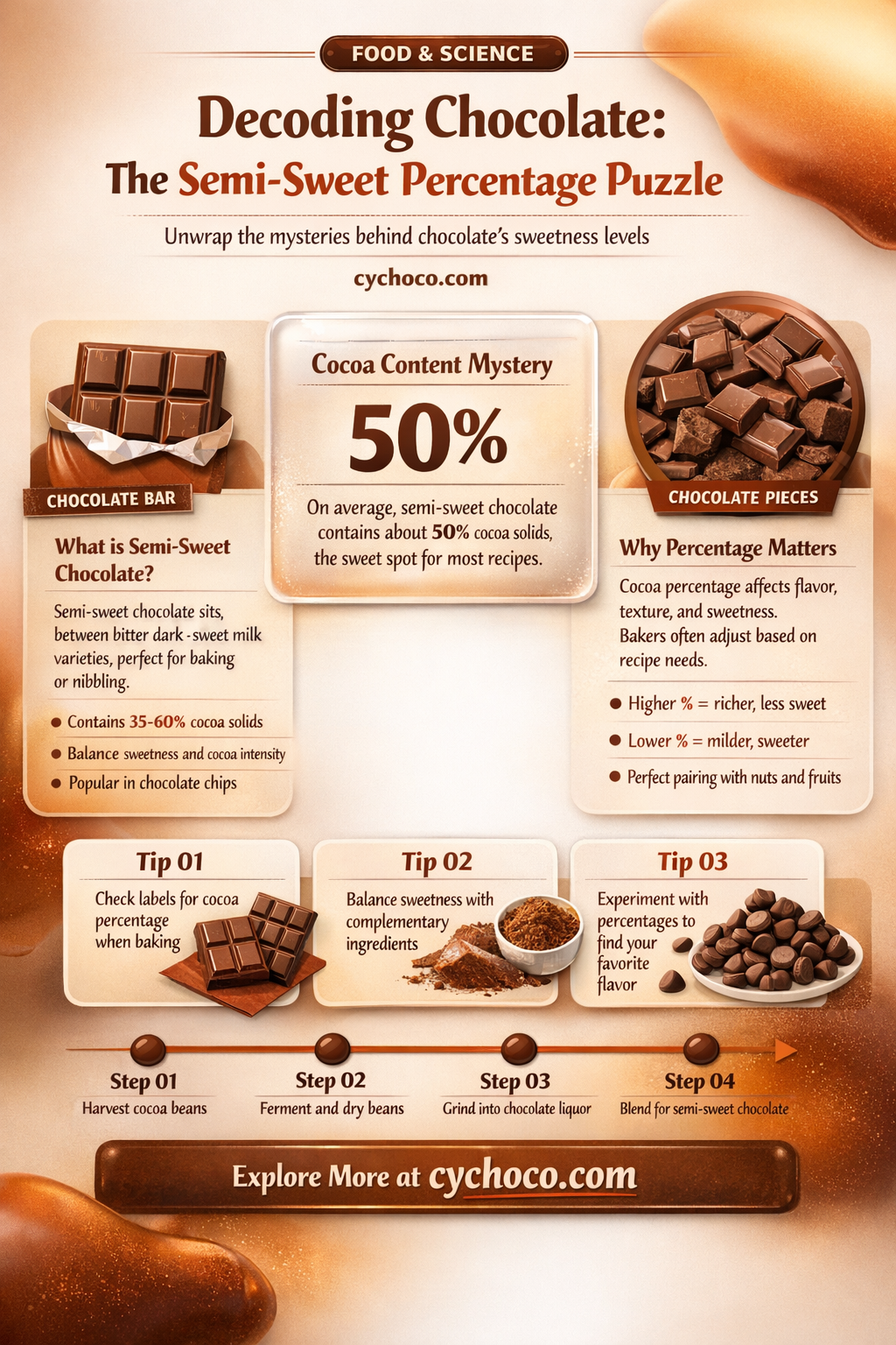 how many percent is semi sweet chocolate