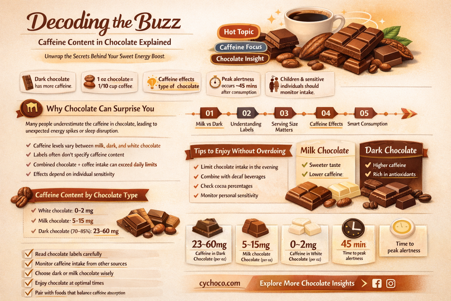 how much caffine in chocolate