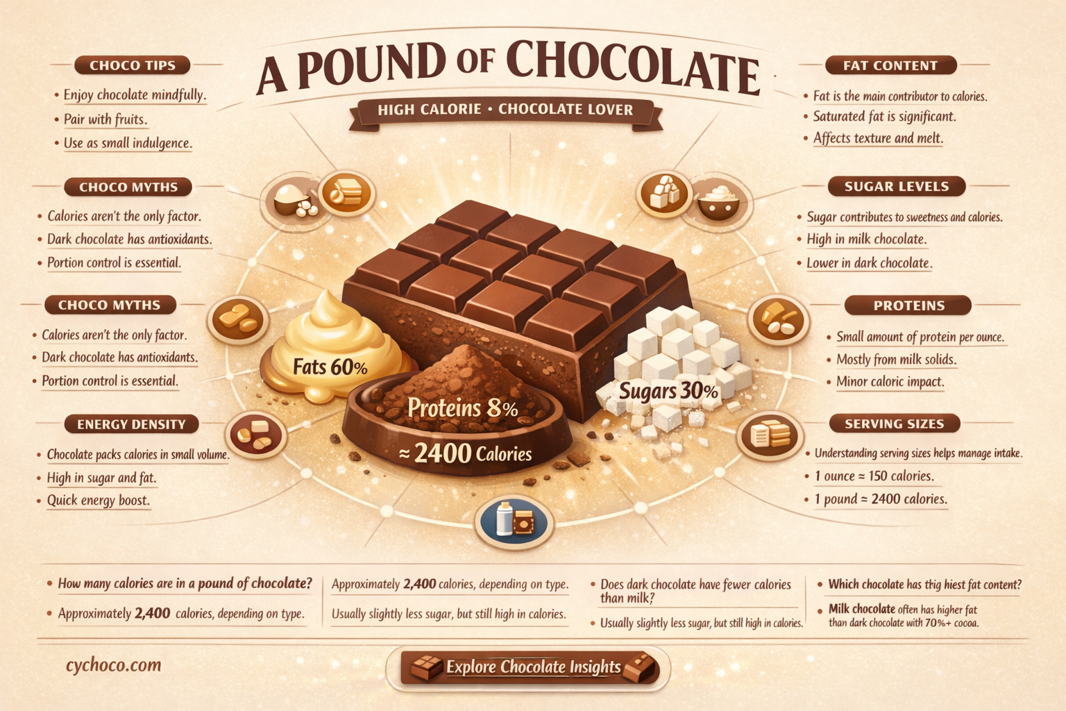how many calories in a pound of chocolate