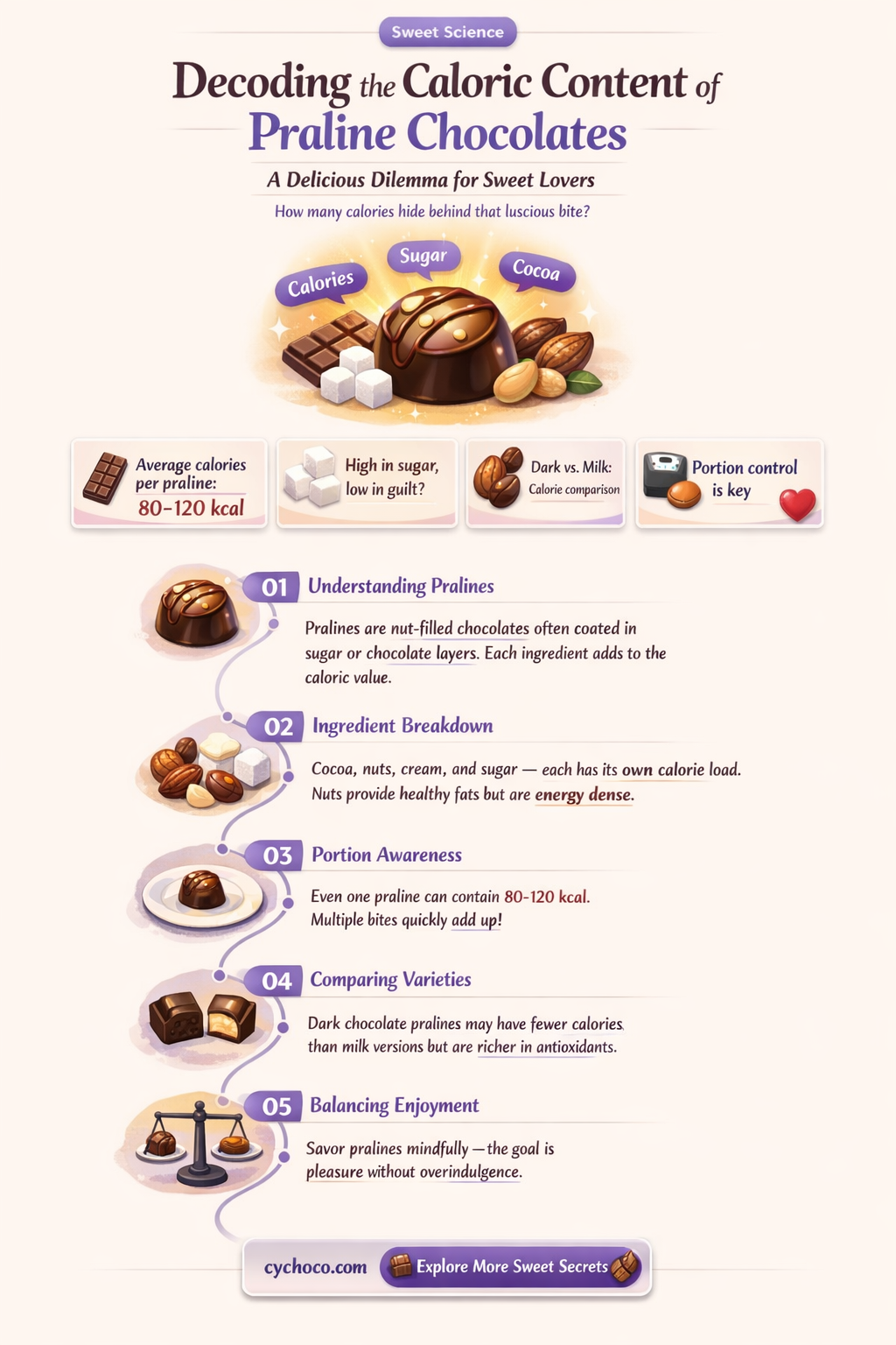 how many calories in a praline chocolate