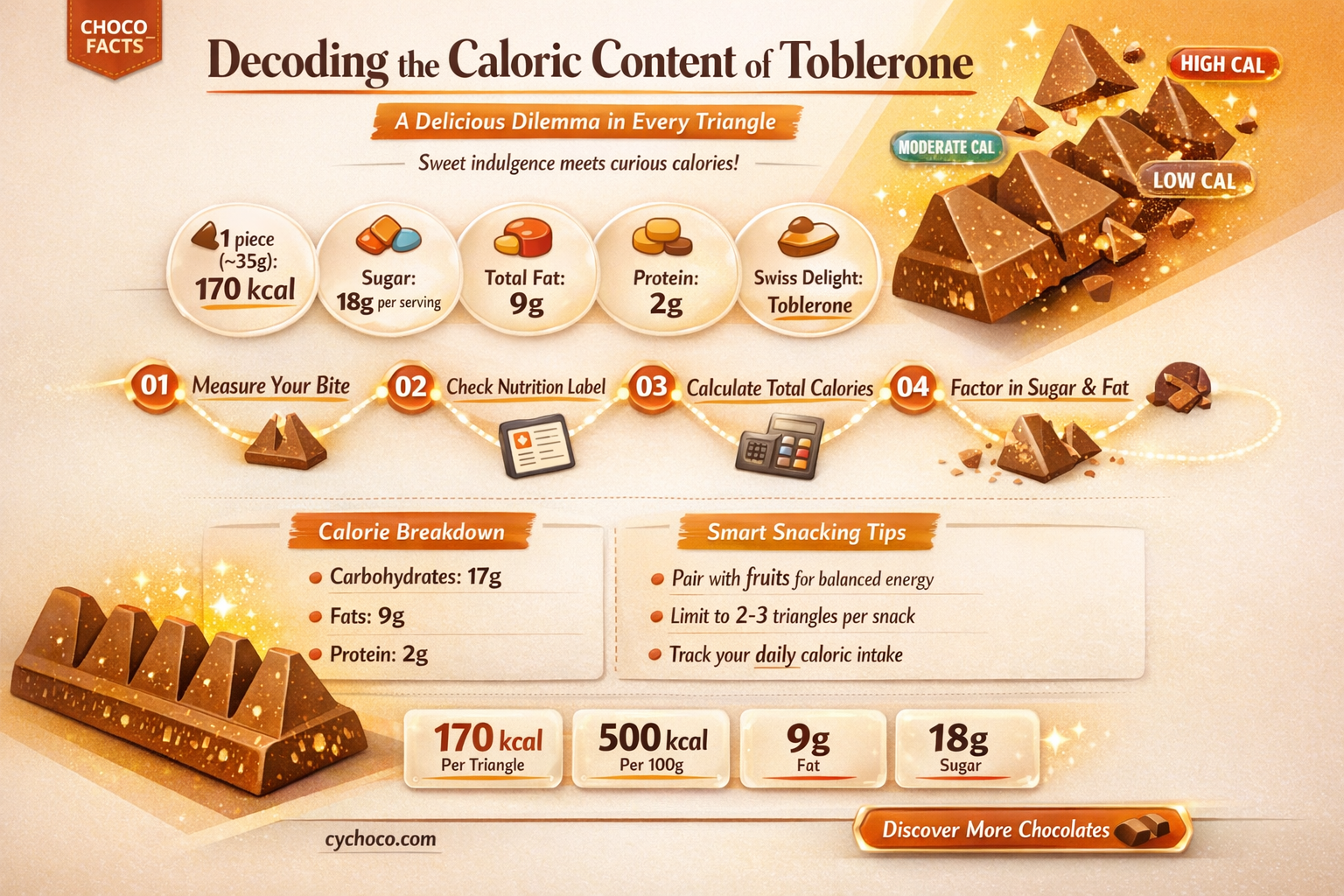 how many calories in a piece of toblerone chocolate