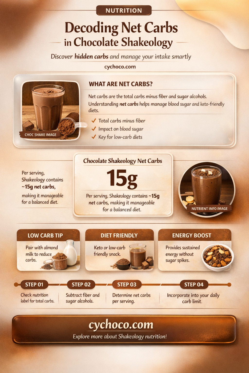 how many net carbs in chocolate shakeology