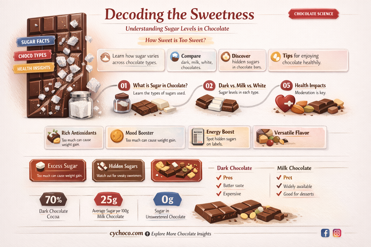 how many grams of sugar in chocolate