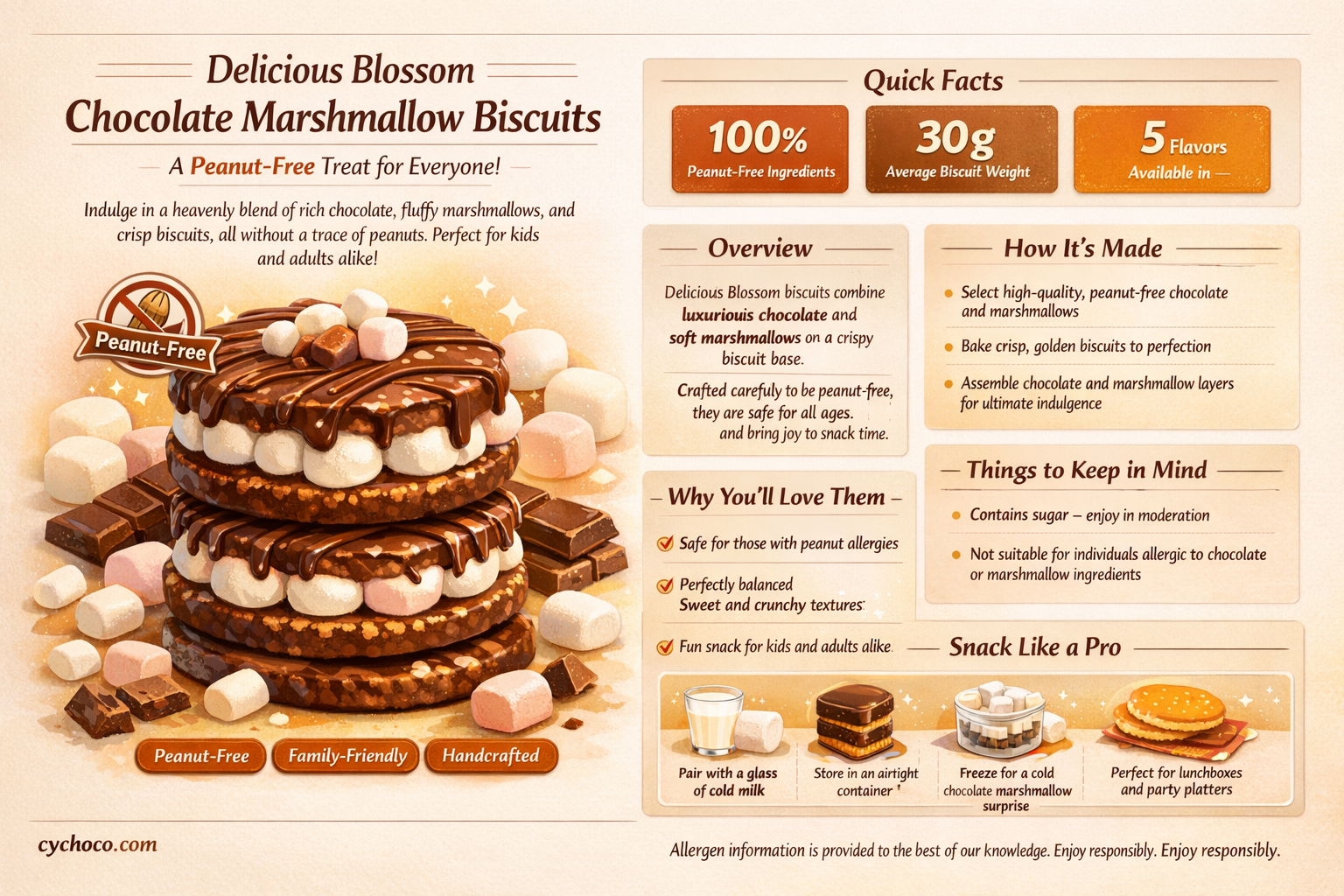 are blossom chocolate marshmallow biscuits peanut free