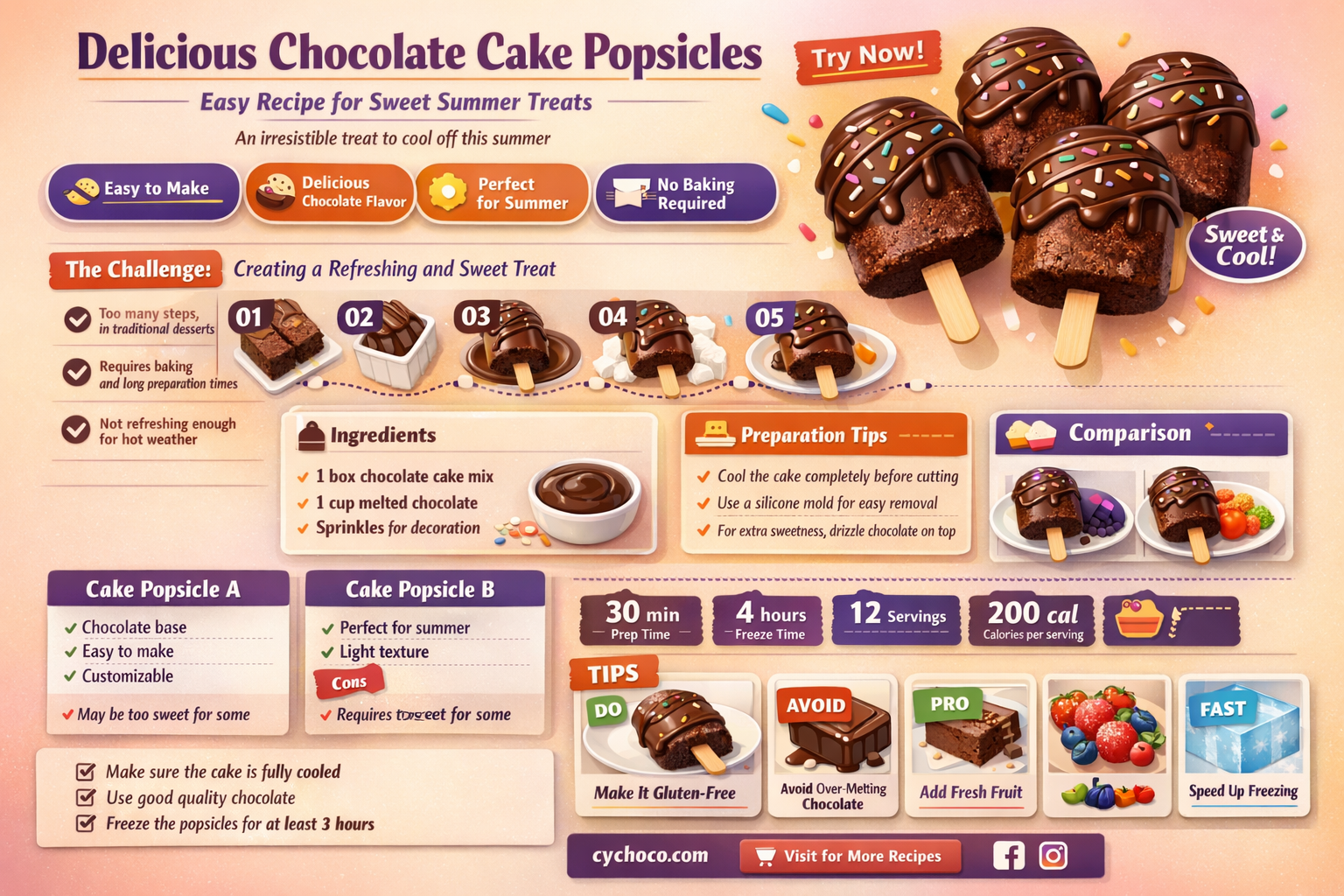 how to make chocolate cake popsicles