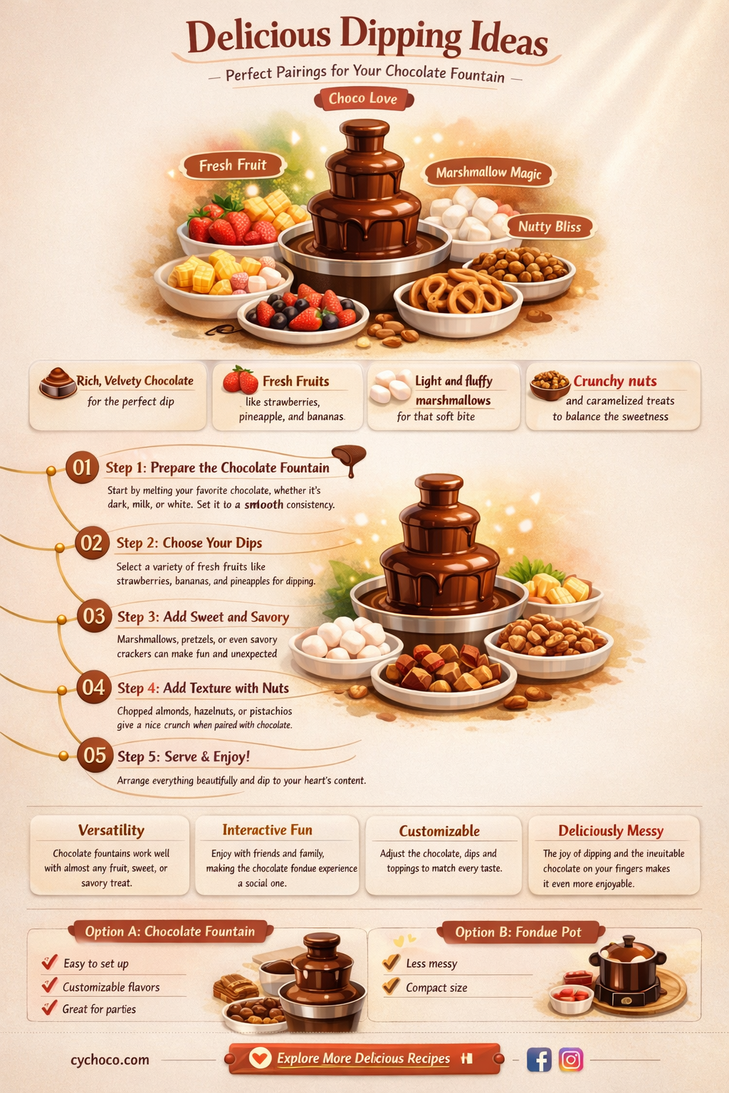 what to eat with a chocolate fountain