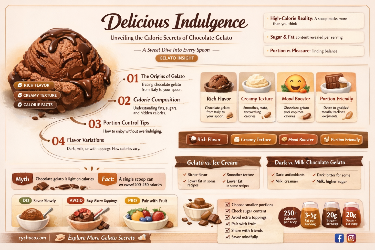 how many calories in a scoop of chocolate gelato