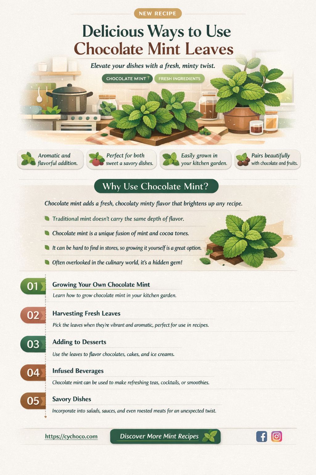 how to use chocolate mint leaves