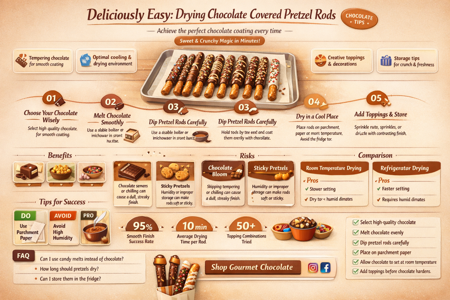 how to dry chocolate covered pretzel rods
