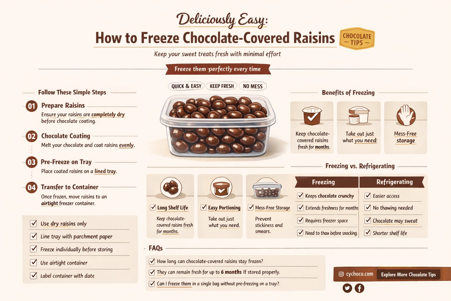 how to freeze chocolate covered raisins