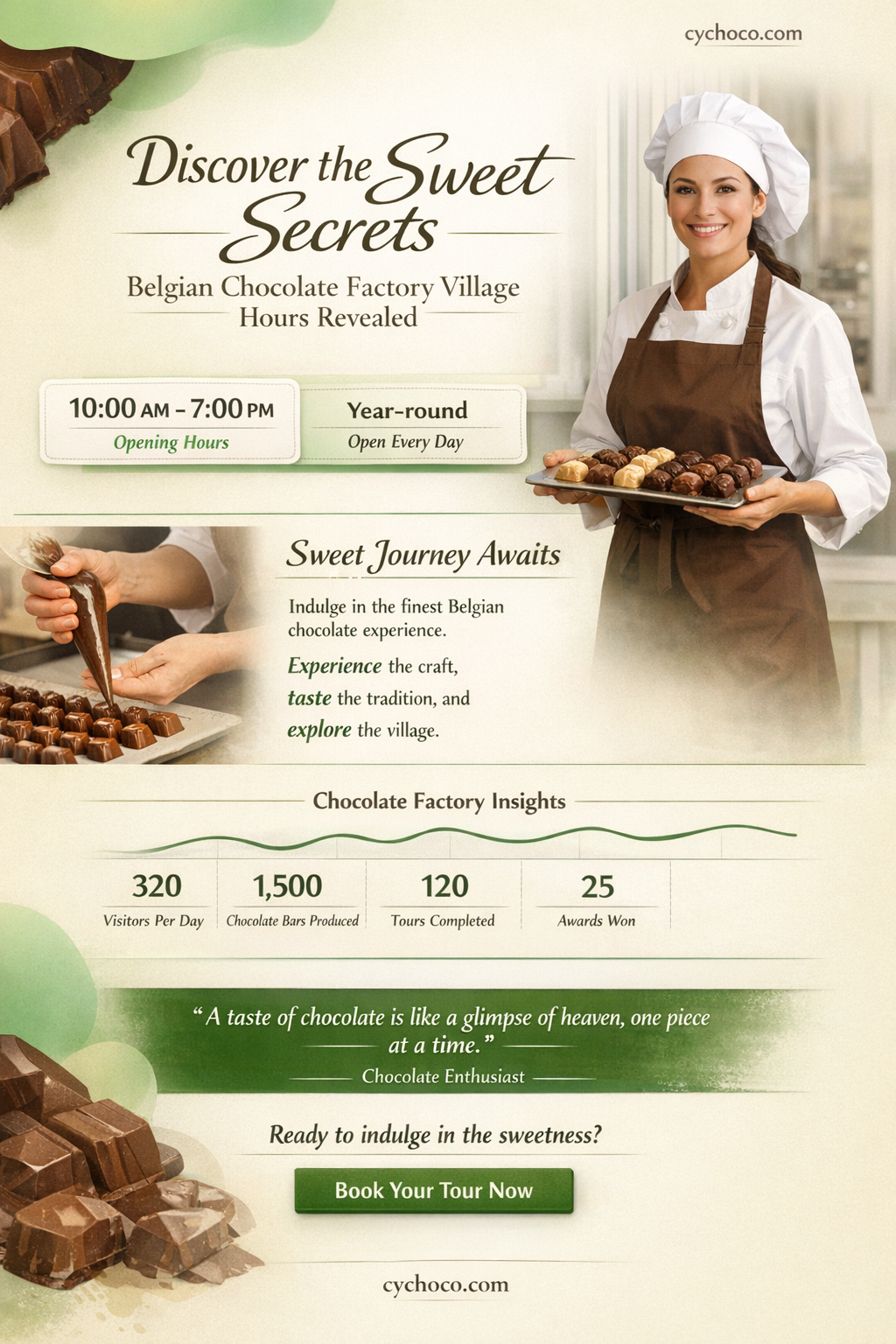 when is the belgian chocolate factory village open