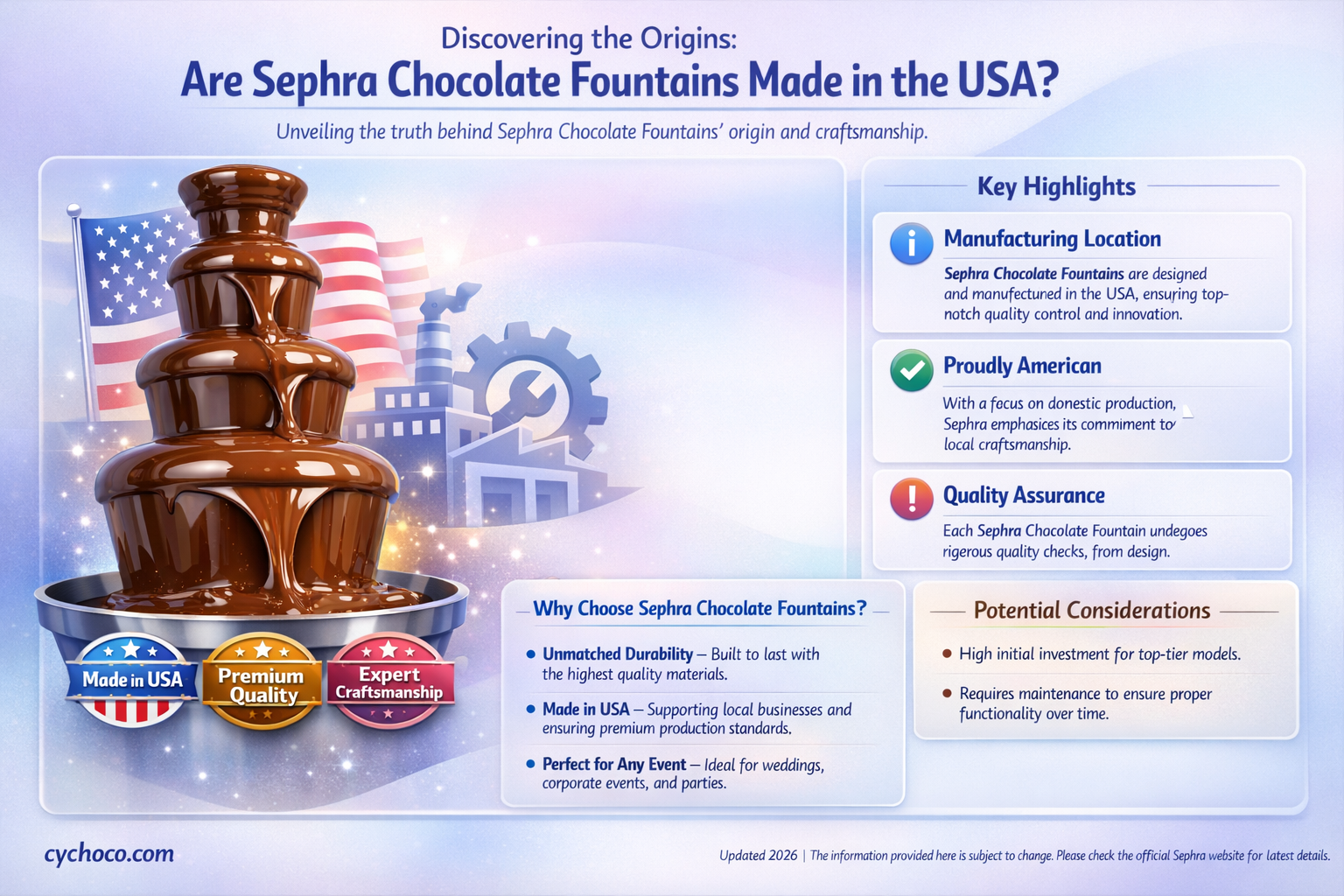 is sephra chocolate fountains made in the usa
