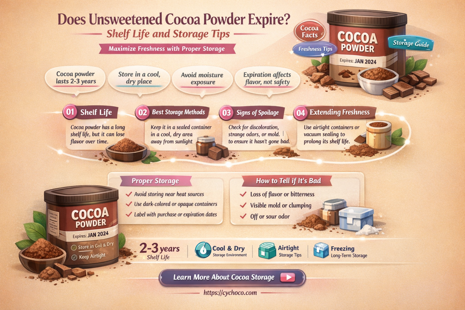 does unsweetened cocoa powder expire