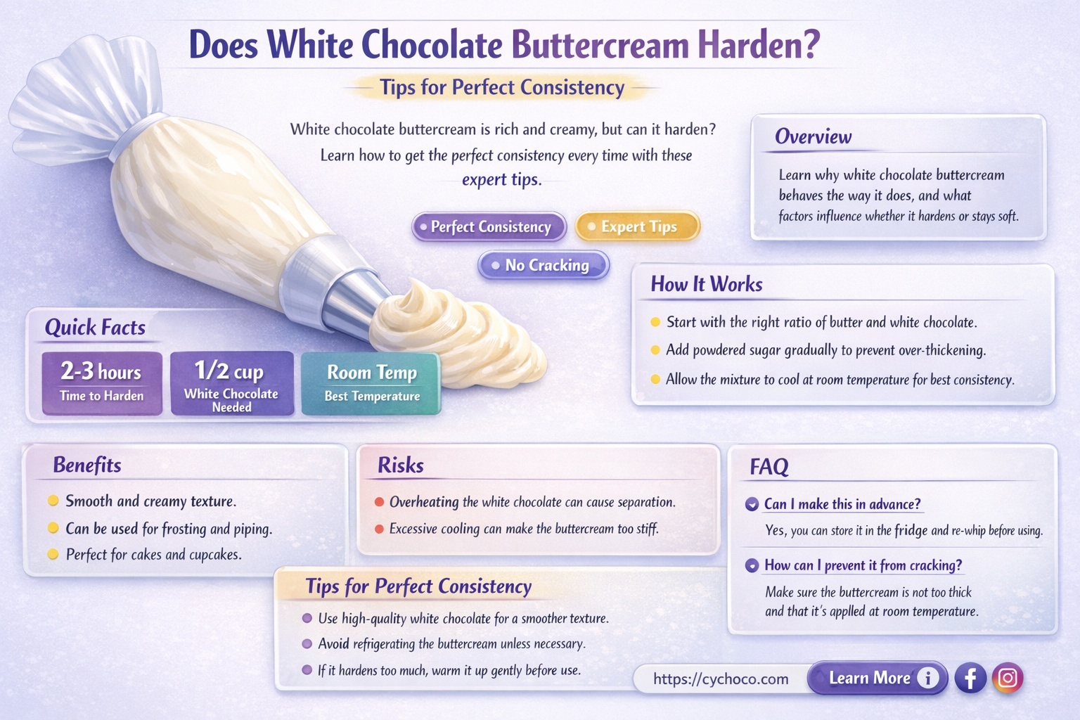 does white chocolate buttercream get hard