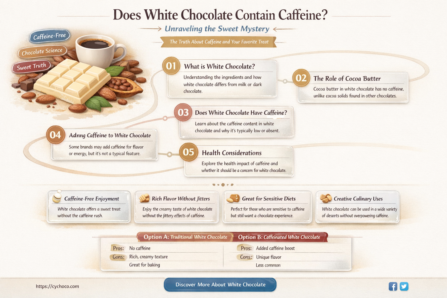 do white chocolate have caffeine in it