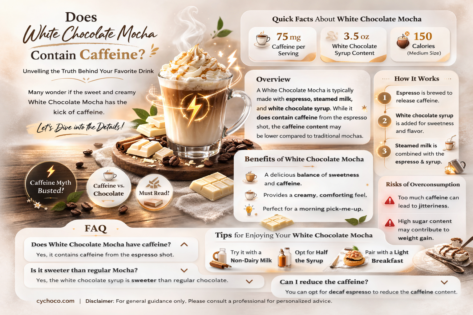 do white chocolate mochas have caffeine